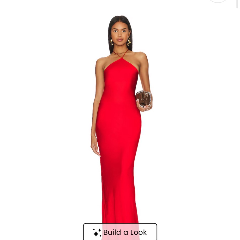 Revolve Line and Dot Red Halter Neck Dress